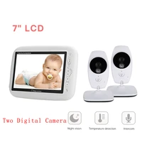 baby monitor cry alarm 7 inch video with two digital camera ir night vision intercom nanny video supports screen split
