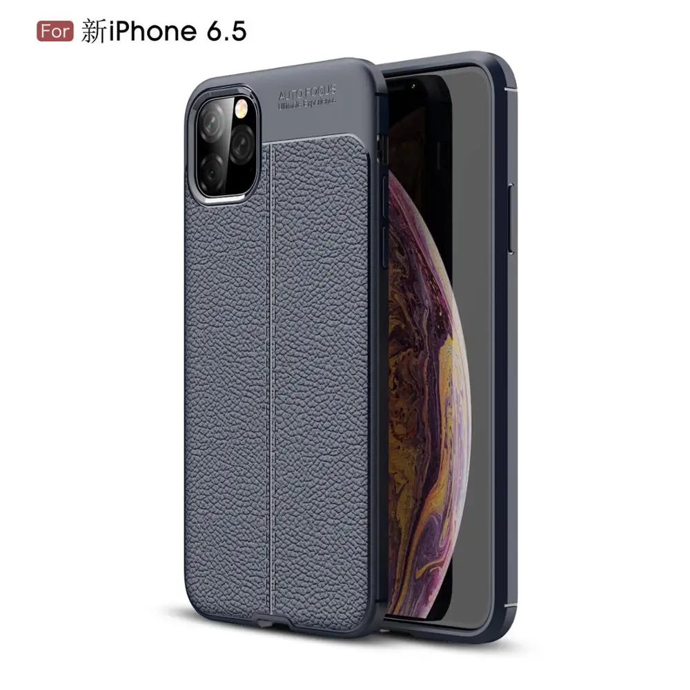 KEYSION Phone Case for iPhone 11 Pro Max Litchi leather texture TPU silicone Shockproof Black Cover 2019 | Мобильные телефоны и