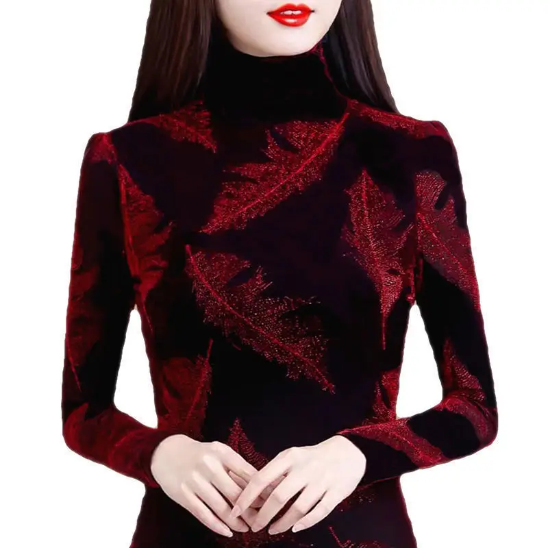 Женские футболки зимняя женская одежда водолазка новая футболка с длинным