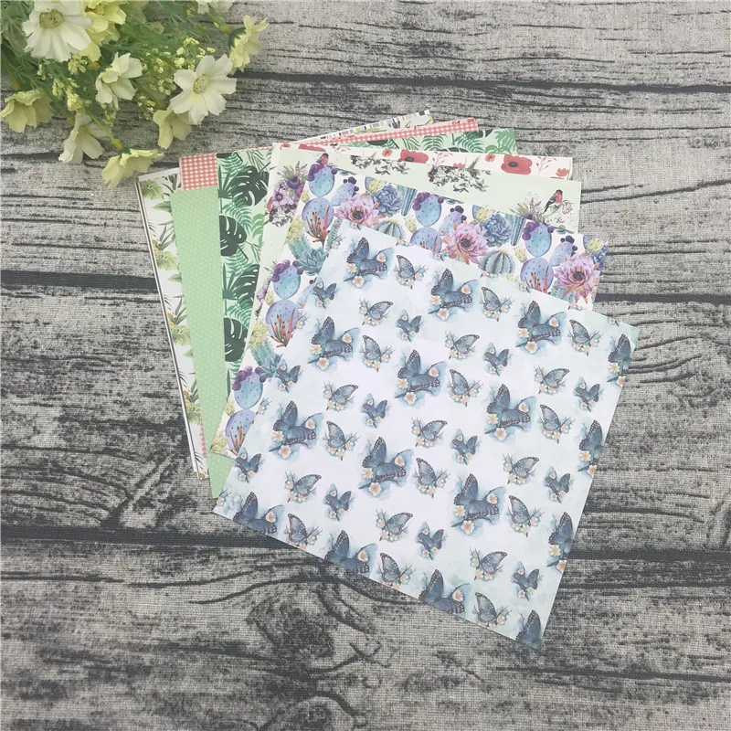 12pc 6&quotX6&quotThe Flamingo Flower Garden patterned paper Scrapbooking pack handmade craft Background pad | Дом и сад