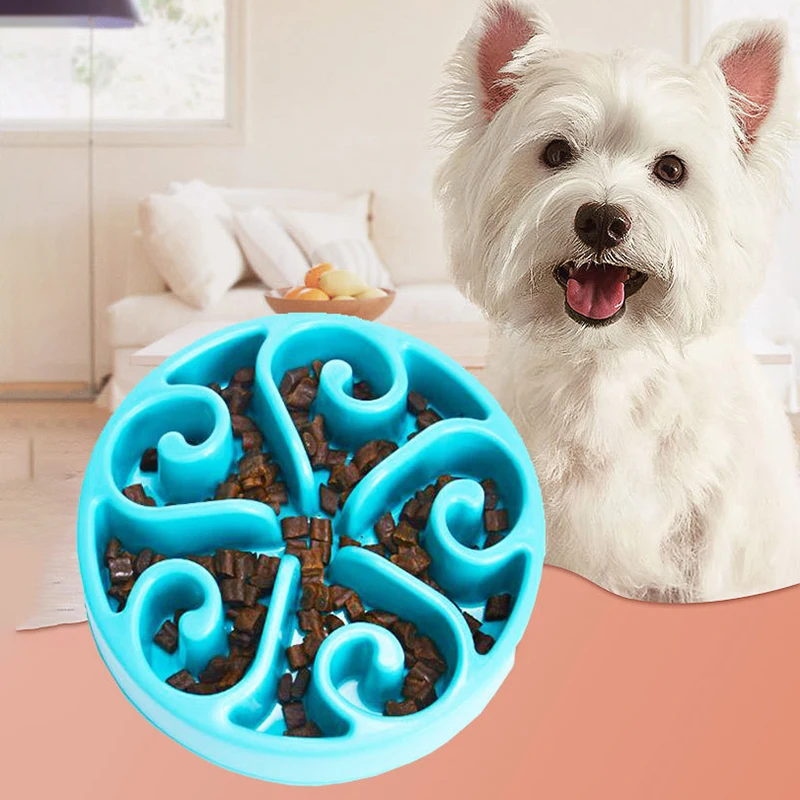 

Slow Dog Bowl Pet Bowls Feeding Dish Plastic Feeder Anti Choking Puppy Cat Eating Food Plate Portable Traveling Pets Products