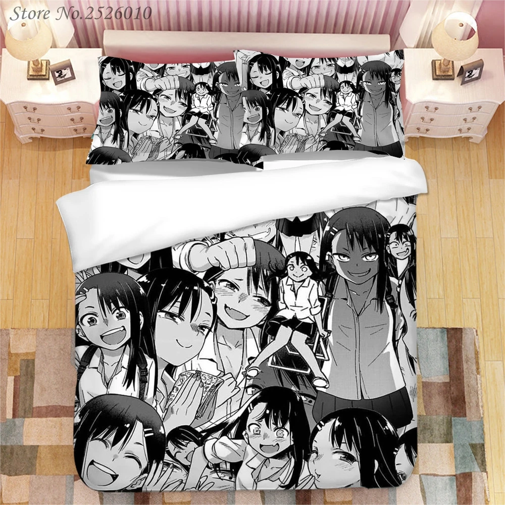 

Комплект постельного белья с 3D рисунком из аниме Nagatoro, двуспальная пододеяльник, наволочка, одеяло, для взрослых, детей, постельное белье, 04