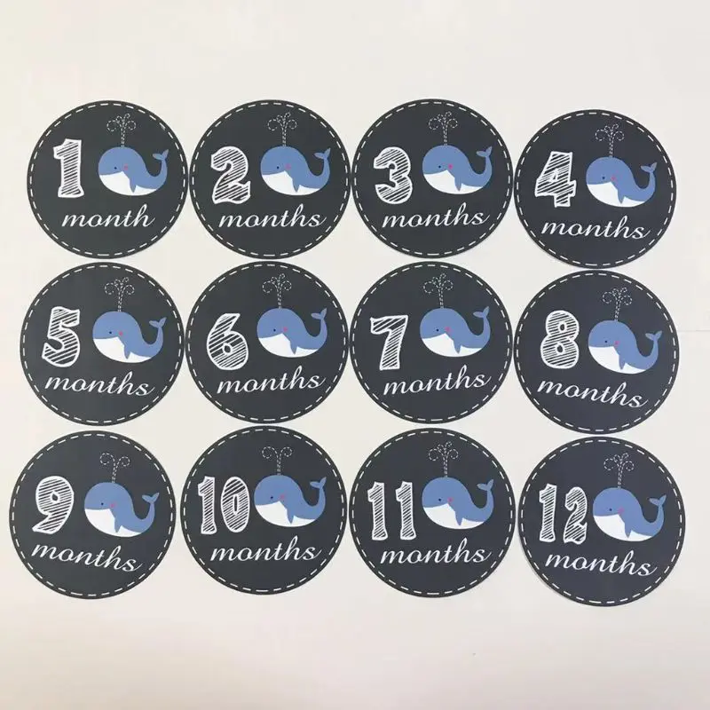 

Cartoon Animal Newborn Month Sticker Baby Infants Monthly Photo Props