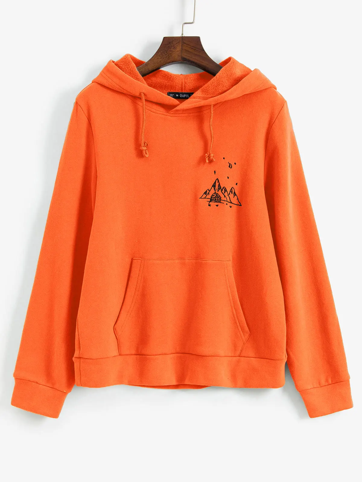 ZAFUL/женский пуловер с капюшоном и вышивкой на шерстяной подкладке передним