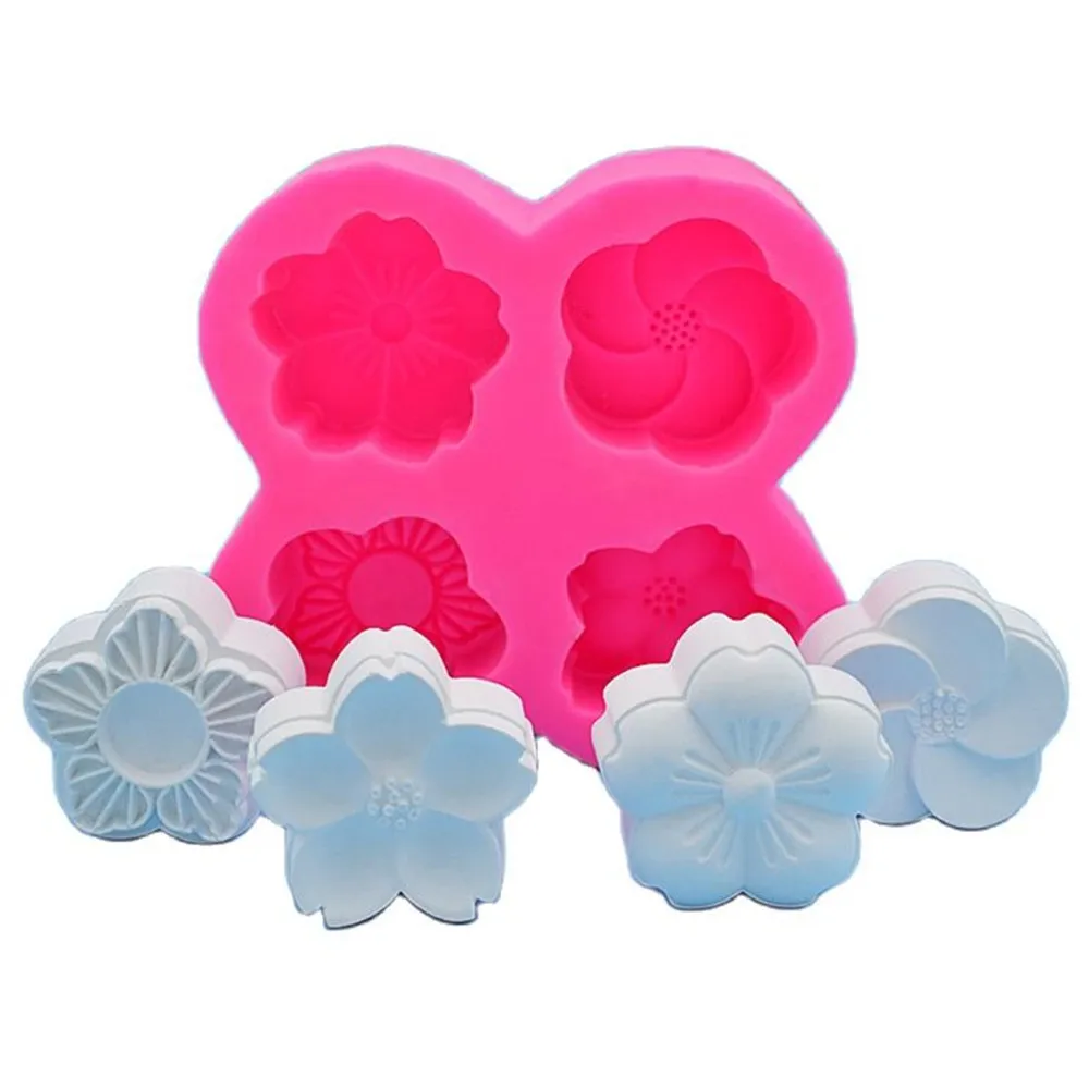 

4 Holes Flowers Silicone Candle Mold for DIY Handmade Aromatherapy Candle Ornaments Handicrafts Soap Chocolate Mould