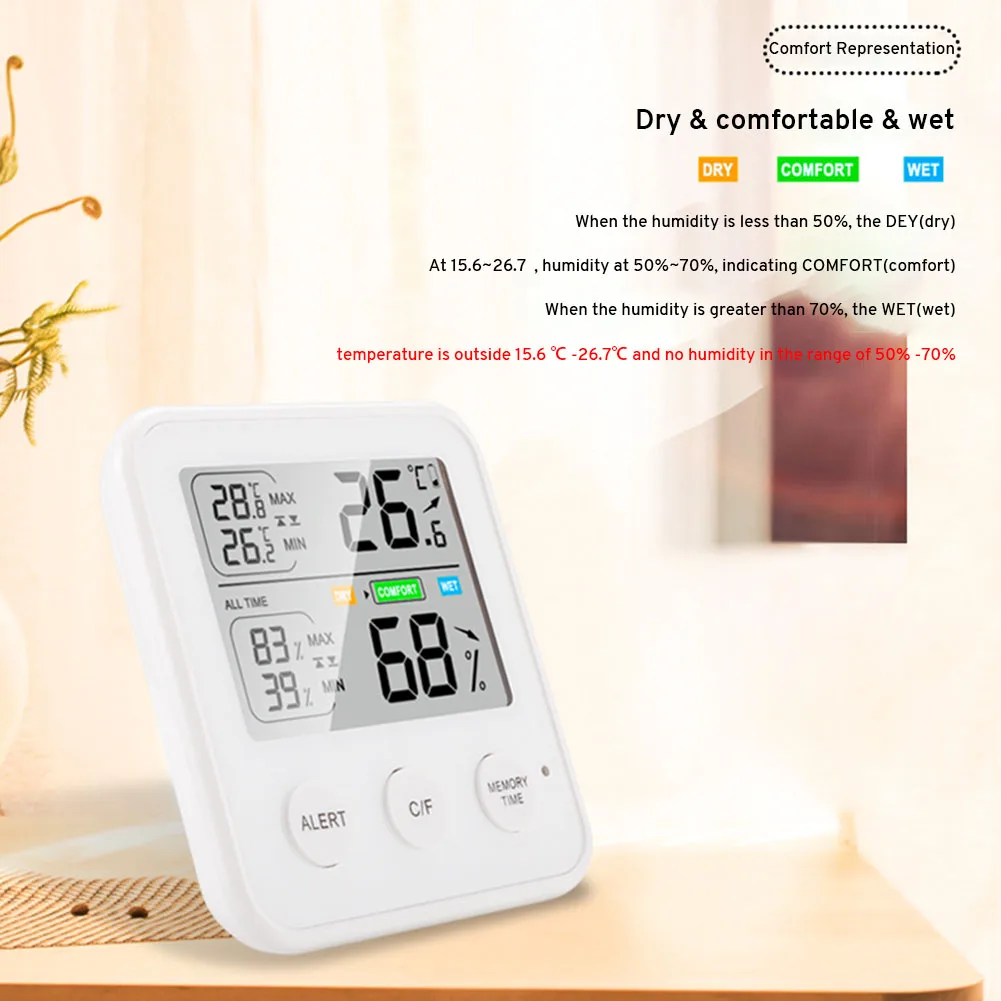 

LCD Digital Temperature Humidity Gauge Meter Home Indoor Electronic Hygrometer Thermometer Weather Station Baby Room