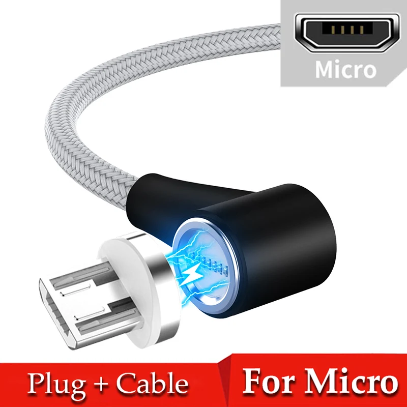 Магнитный кабель Micro usb Тип C 8 Pin адаптер быстрой зарядки телефона Microusb Тип-C магнит Зарядное устройство usb c для iphone samsung xiaomi - Цвет: Silver For Micro