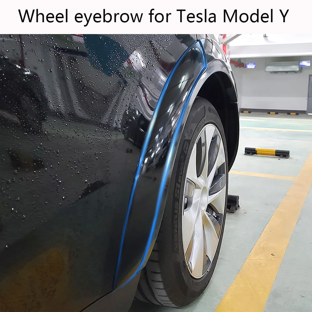 

Wide body Wheel eyebrow for Tesla Model Y rim tires matte Carbon fiber back Decoration Cover stickers accessories 2019-2021