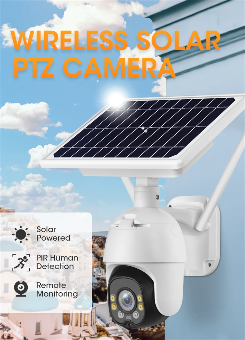 

1080P WIFI Camera Outdoor Solar Panel 4G IP Camera Rechargeable Battery Powered Color Night Vision Surveillance Security Camera
