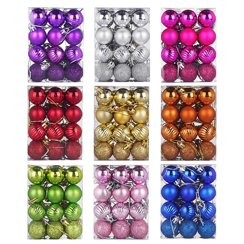 24 шт./лот 30 мм шар для рождественской елки подвесные шары украшение вечерние