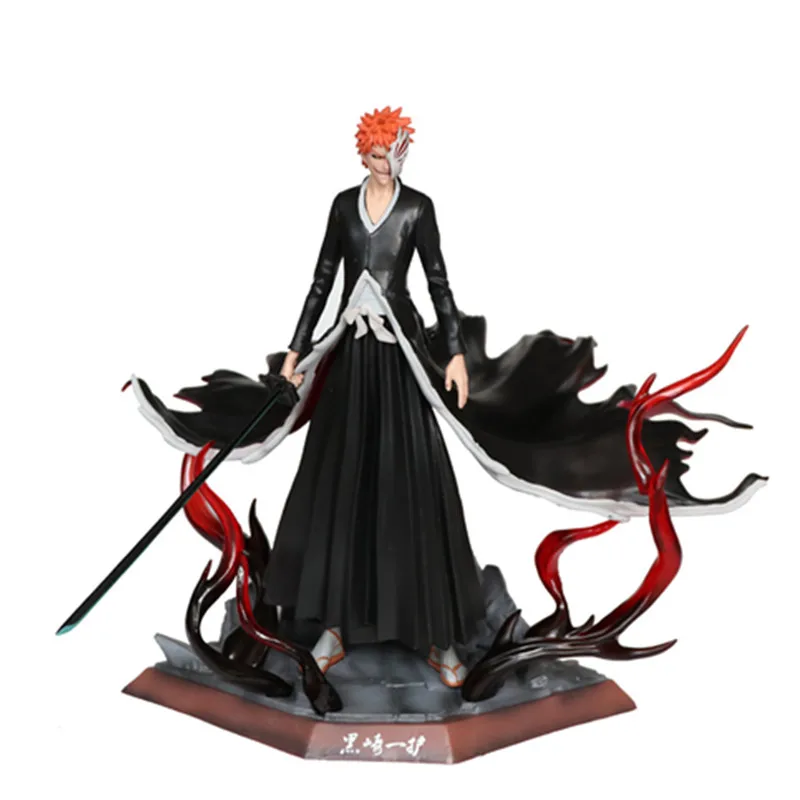 

Аниме, 22 см, черная модель Kurosaki Ichigo, кукла из ПВХ, фигурки, игрушки, украшение, детский питомец, кавайный мини-Настольный поп