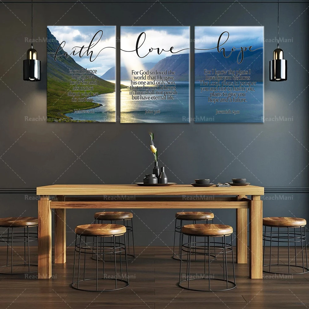 Постер с изображением веры любви надежды евреев 11-1 Джона 3 16 Иеремии 29 11