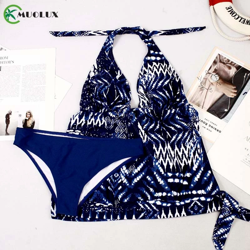XXXXXLTankini женский купальник женский купальник с открытой спиной Бикини Танкини высокая талия Холтер Глубокий v-образный вырез пляжный купальник размера плюс
