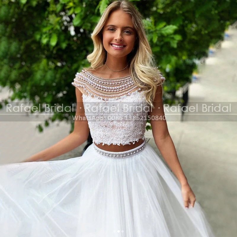 Роскошные платья из двух частей с жемчугом для выпускного вечера закрытыми