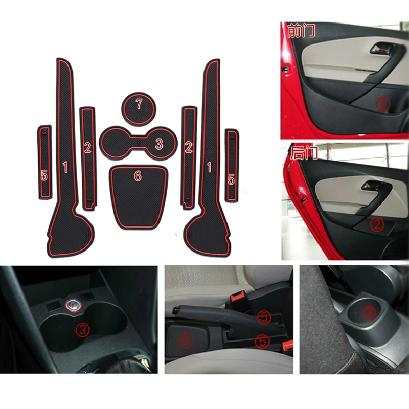 Наклейки для стайлинга автомобиля 9x Volkswagen VW Polo MK5 6R 2018 2017 2011 коврик с пазами на