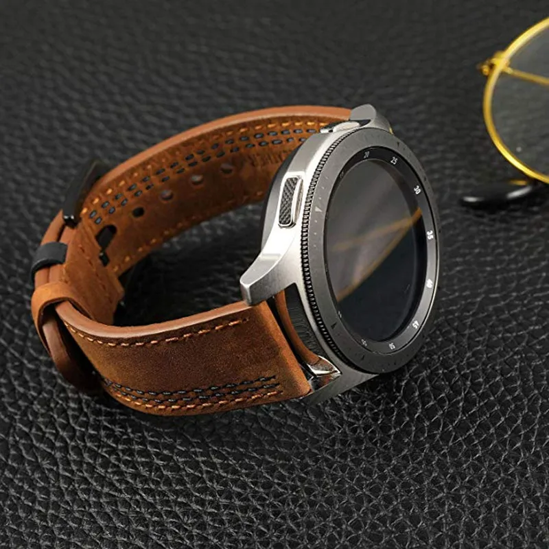 20 мм 22 мм двухцветный ремешок из натуральной кожи для samsung Galaxy Watch 46 мм 42 мм/Active 2 40 мм 44 мм Huami Amazfit Bip Band