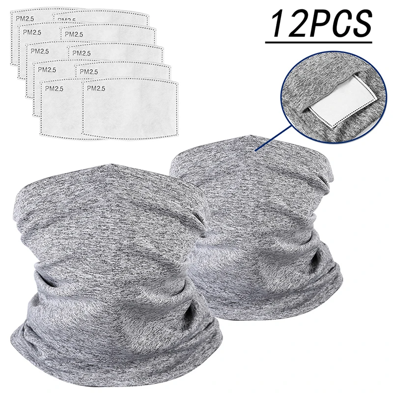 

2 Pieces Multifunctional Neck Guard Turban Headdress With PM2.5 Filter Protect And Isolate Bacteria Outdoor Dust Scarf