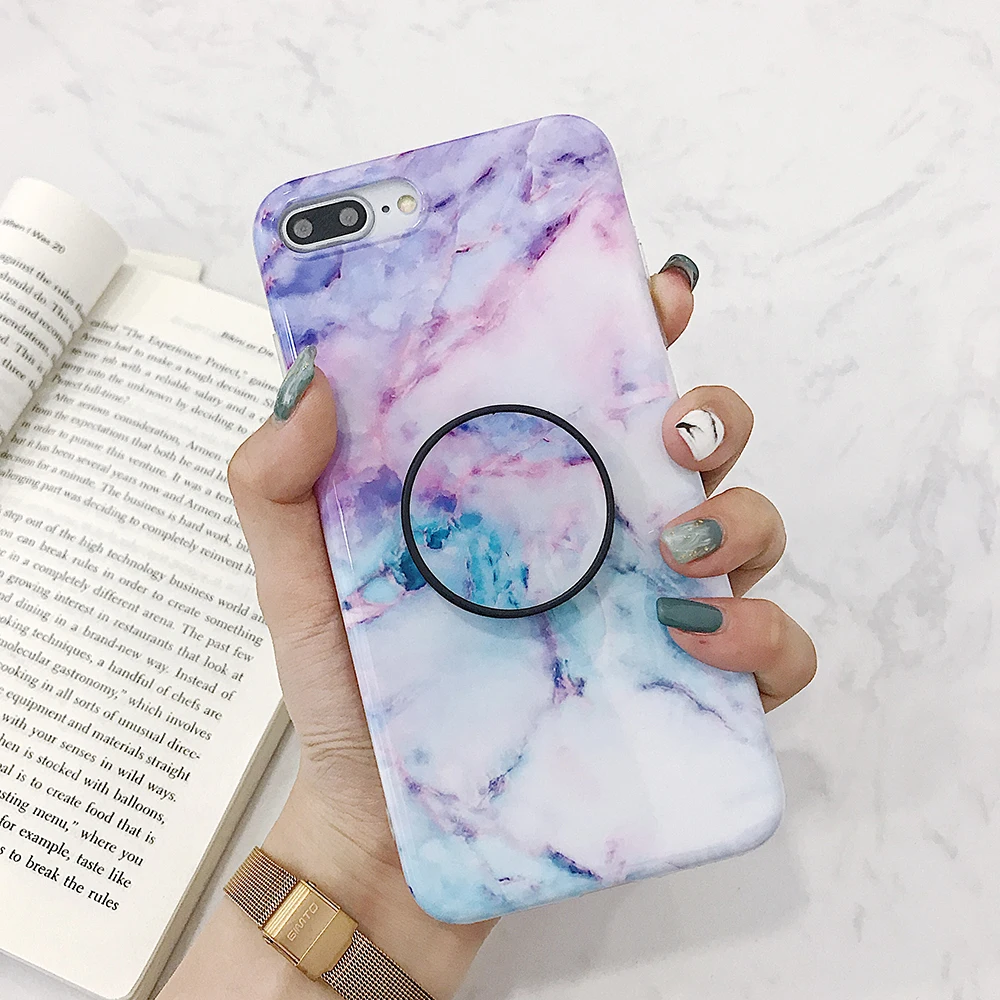 Классический Мрамор Стенд кожаный чехол для телефона с держателем для iPhone 11 Pro Max XR X XS макс 7 8 6S плюс Чехол Мягкий IMD для задней панели телефона с откидной крышкой