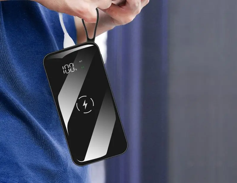 30000 мАч QI Беспроводное зарядное устройство power Bank для iPhone8 X Max samsung Внешний аккумулятор с двумя usb-портами зарядное устройство беспроводной внешний аккумулятор