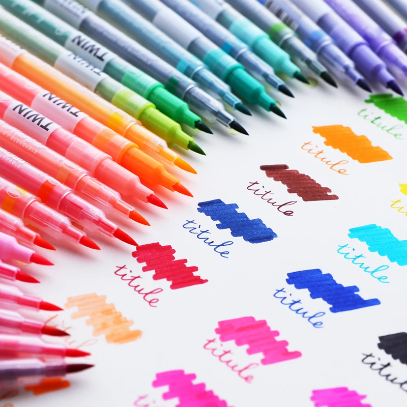 

1/6Pcs Brush Pen Art Markers Dual Tip Highlighter For Letter Calligraphy DIY School Supplies Stationery