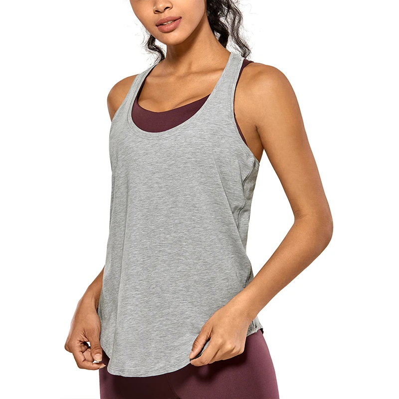 Medium Grey11 CRZ YOGA Женская Спортивная майка свободного кроя без рукавов - Цвет: Medium Grey11