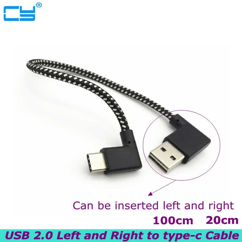 Type-c Штекерный разъем 90 градусов к USB левый и правый угловой кабель 3 А для внешнего