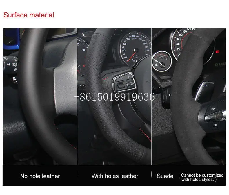 

Black Artificial Leather Hand-stitch Car Steering Wheel Cover For Discovery 3