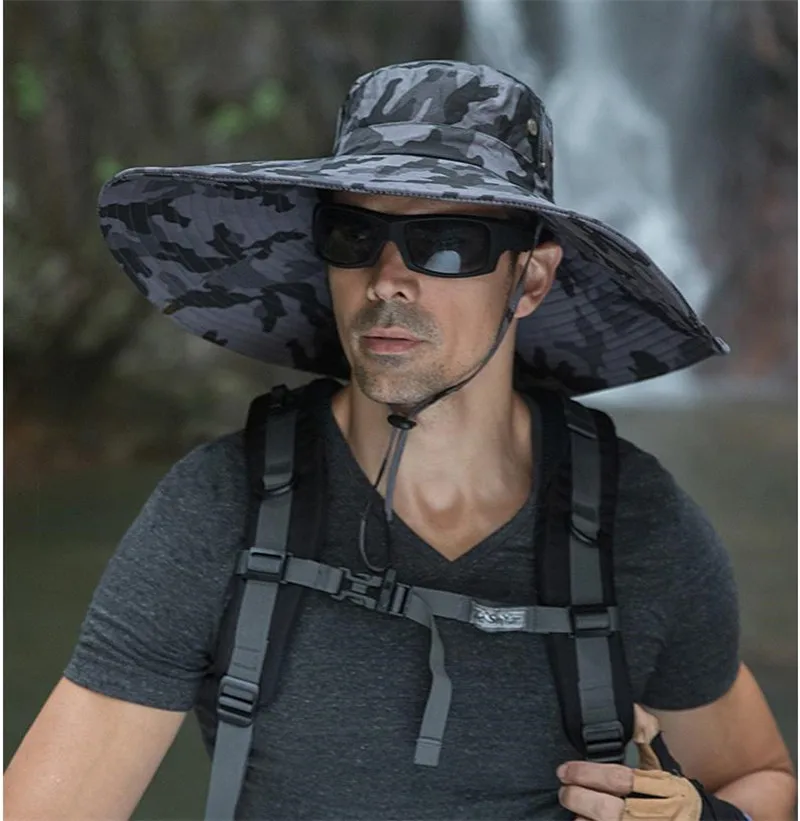 Мужская камуфляжная Панама с большими широкими полями дышащая сетчатая шляпа