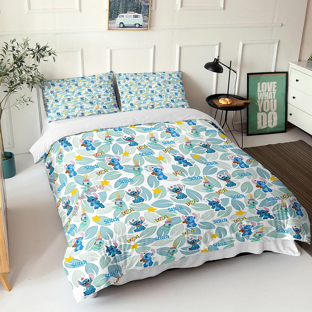 Disney Duvet Cover Sets Stitch Bedding Set Cartoon Bedclothes Boy Girl Bedroom Bed Single Twin Full Queen King Size Gift | Дом и сад