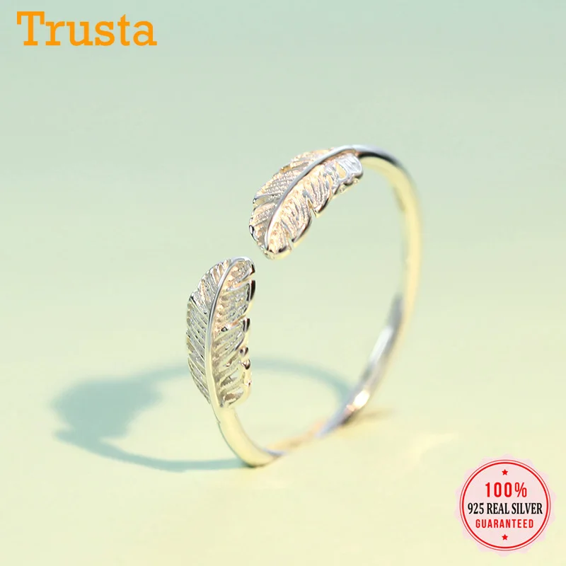 Trusta,,, 925, цельное Настоящее Стерлинговое Серебро, модные женские кольца с 2 сердечками, размер 5, 6, 7, прекрасный подарок для девочек-подростков, DS1071