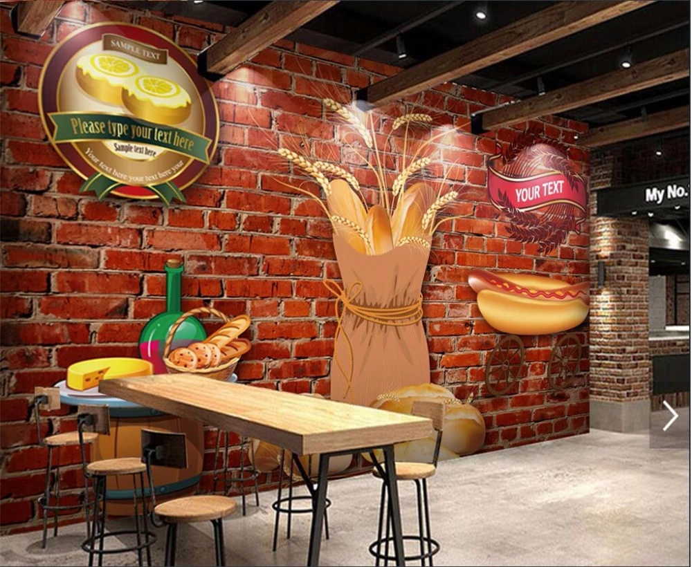 Большой заказ обои 3D кирпичная стена хлеб западный ресторан ручной работы HD