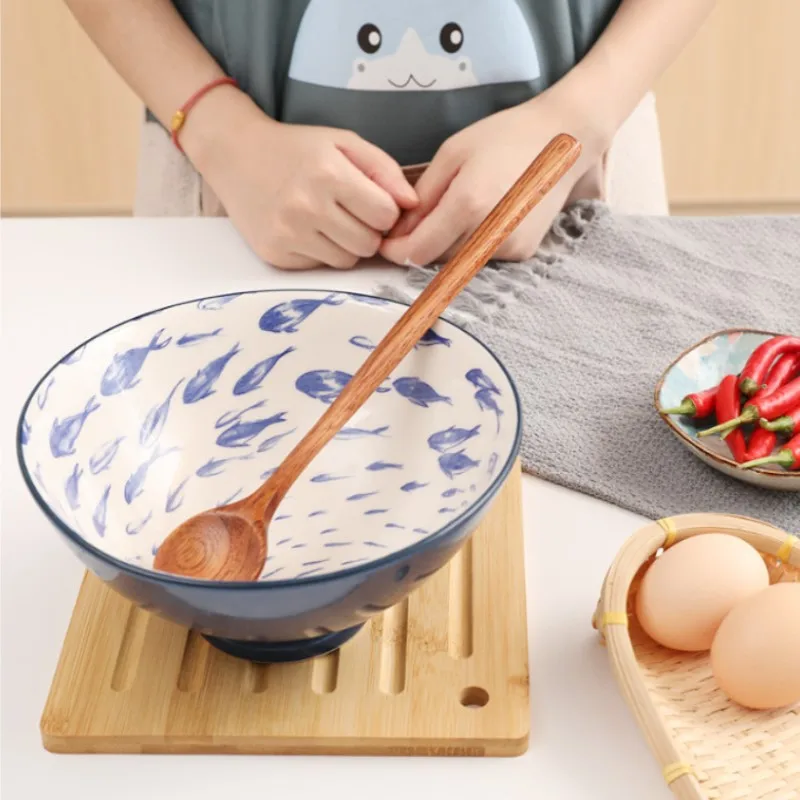 1PC Long Handle Wooden Spoon Japanese-Style Wood Soup Spoons For Eating Mixing Stirring Cooking Kitchen Supplies | Дом и сад