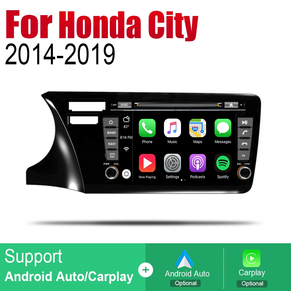 Автомобильный DVD GPS навигатор Android для Honda City 2014 2015 2016 2019 плеер с навигацией Wi Fi