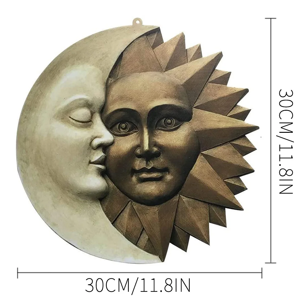 

Porch Wall Decor Sun Moon Plaque Hanging Plaque Celestial Art Indoor Outdoor Pendant Sculpture Wall Ornament Acrylic Decoration