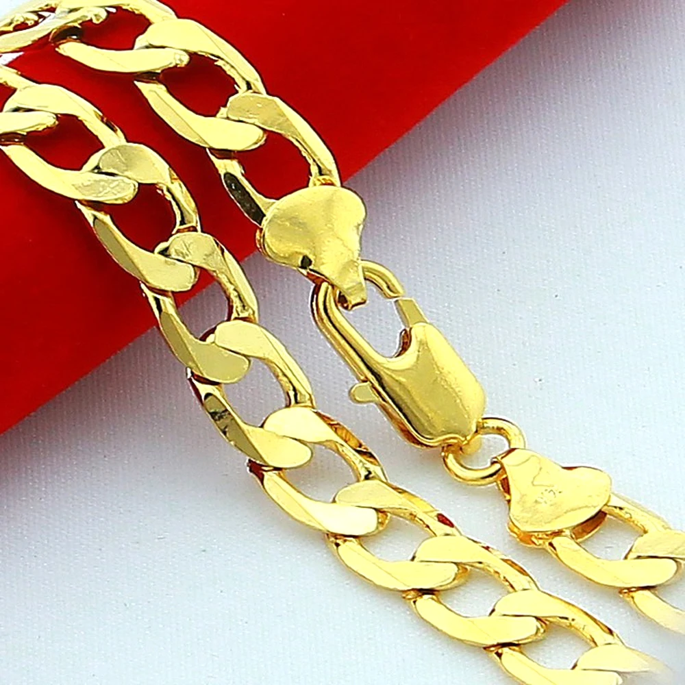 Ожерелье-цепочка мужское под золото 24 К ширина 6 мм 16-30 дюймов 2 шт. |