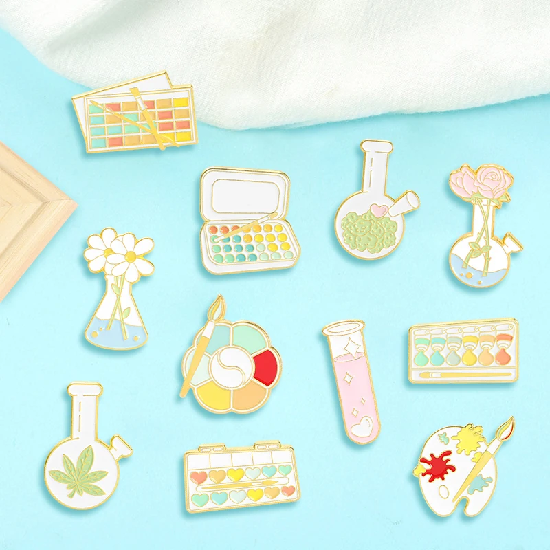 

Creative Trendy Cartoon Pigment Vase Oil Drop Lapel Brooch Badges Pin Denim Bag Gift Men Women Fashion Jewelry Cloth Decoration