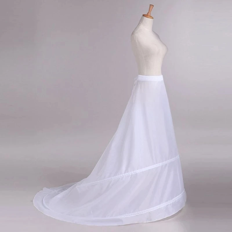 

Bride Wedding Dress Trailing Skirt Petticoat Yarnless 2-hoops Elastic Waist Drawstring Adjustable Fishtail Slip Skirts