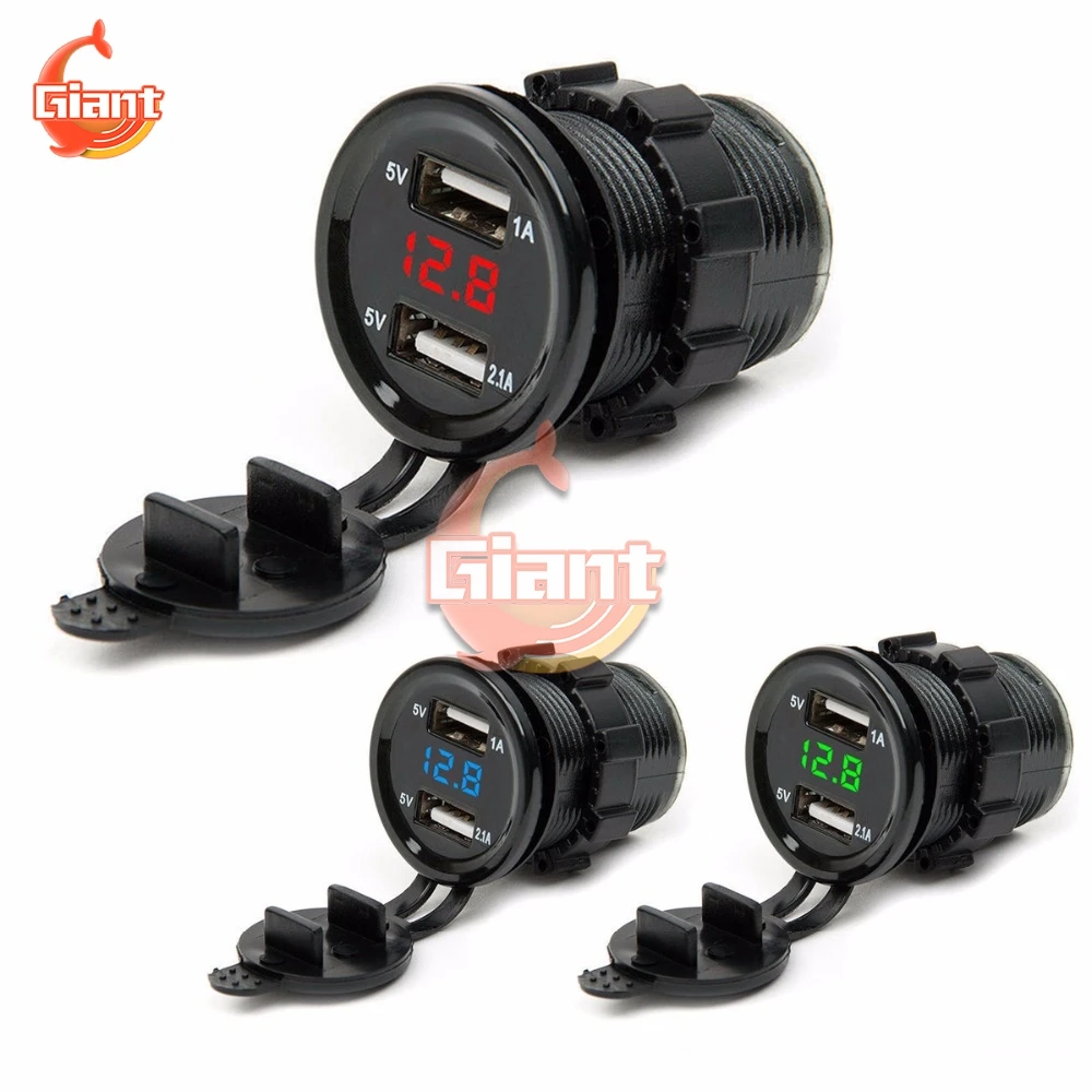 Автомобильное зарядное устройство для прикуривателя 5 В 1 А 2 USB порсветодиодный 12