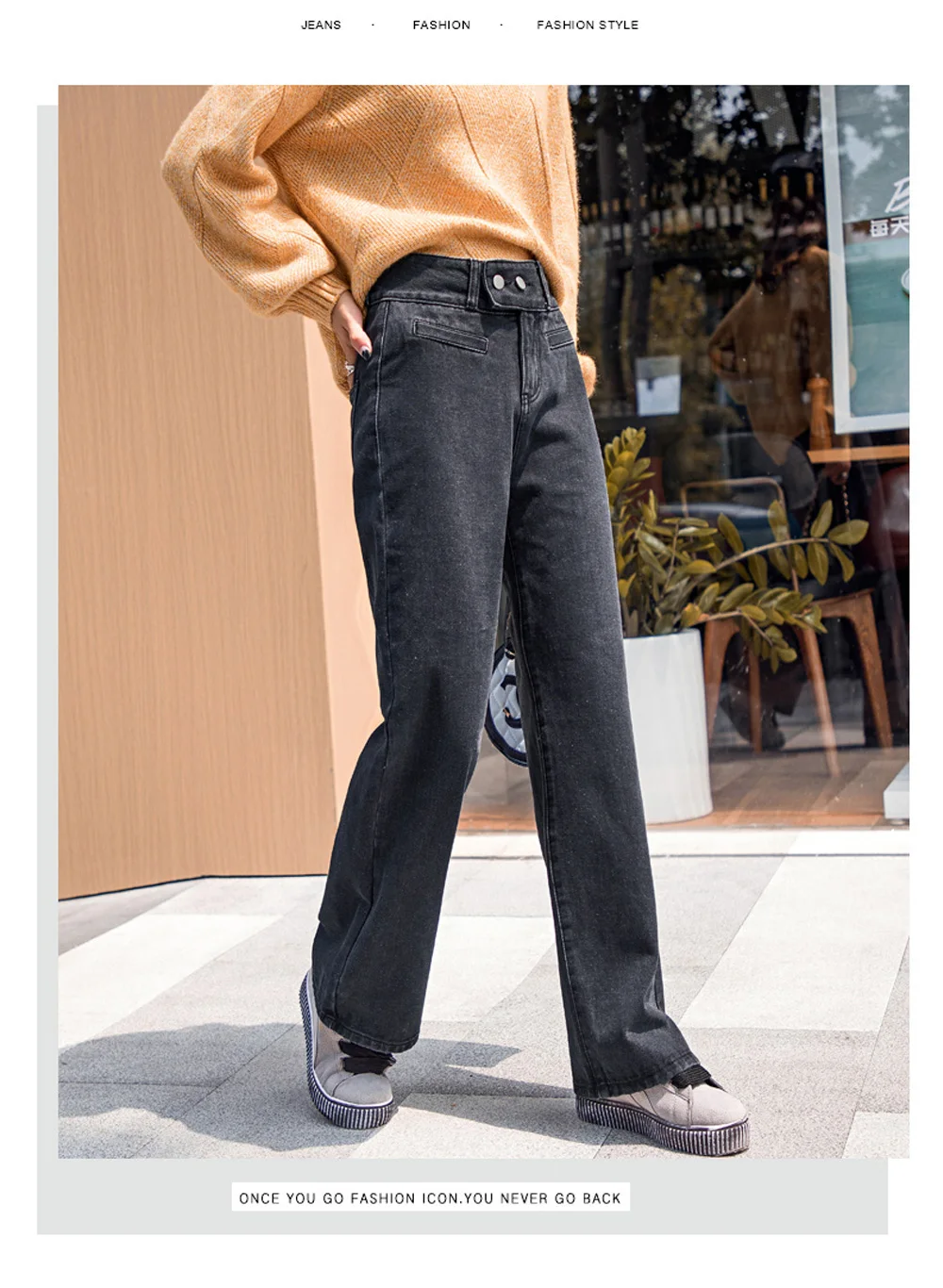 Zsrs new High Waist Straight Jeans Women autumn blue Casual Loose Wide Leg Jeans Trousers Striped Palazzo Pants Large size