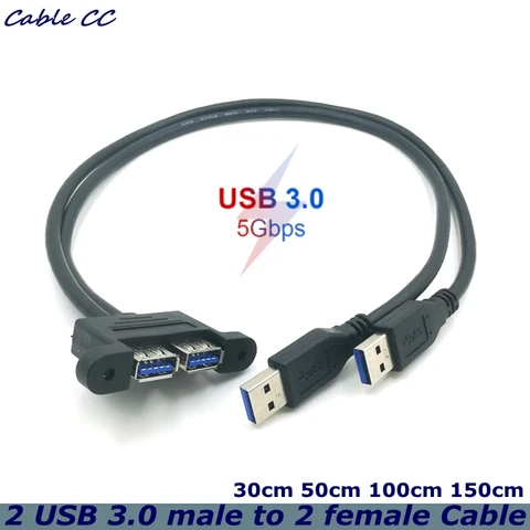 Кабель-удлинитель Bochara с двойным USB 3,0 «папа» на двойной USB 3,0 «мама» с винтовым креплением экранированный 30 см 50 см 1 м 3,0 м