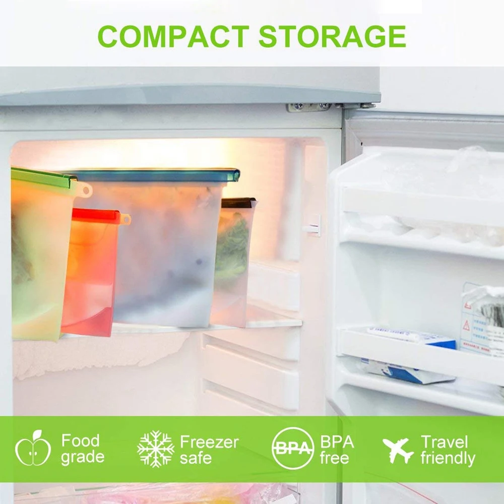 1000 мл силиконовые сумки для хранения пищевых продуктов износостойкие