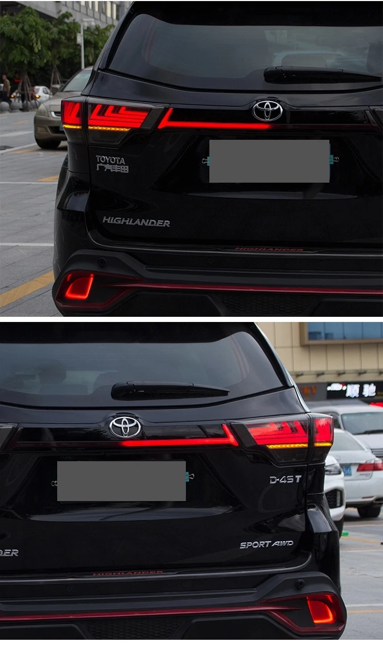 

Светодиодный задний фонарь для Toyota Highlander, задний фонарь, спойлер для багажника с движущимся сигналом, стоп-сигнал, модифицированный 2015-2018 2019