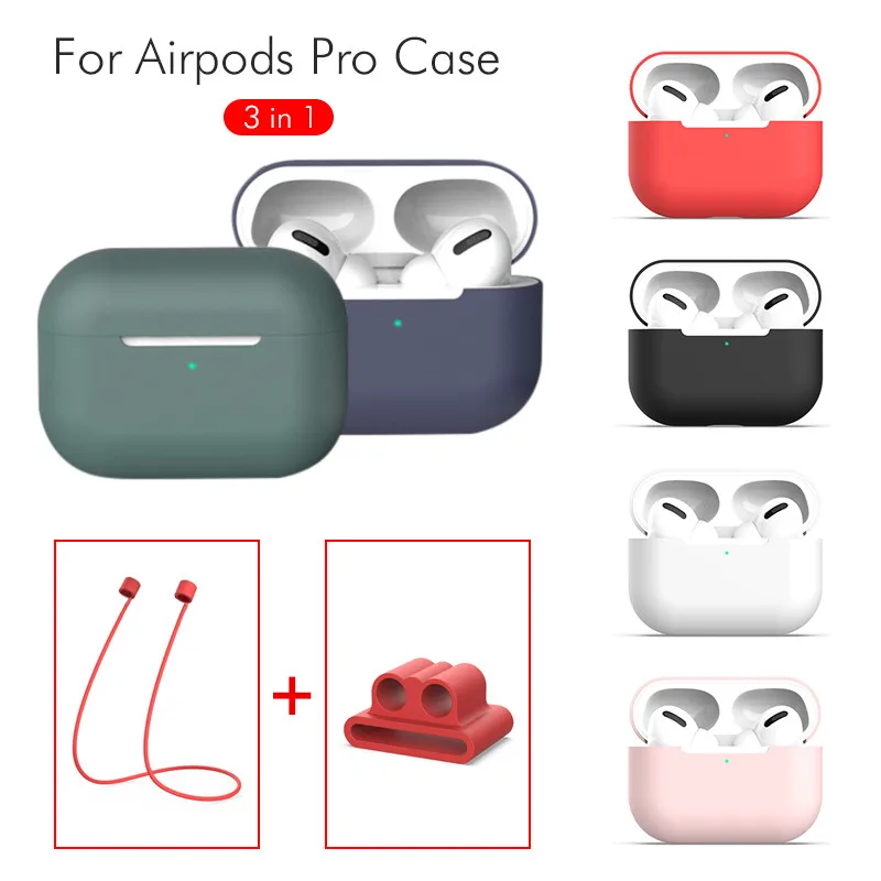 3 в 1 Мягкий силиконовый чехол для наушников Apple Airpods Pro Air Pods Airpodspro Bluetooth