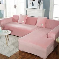 Velvet Sofa Cover for Living Room Plush Corner Armchair Elastic Couch Cover  4-Seater Furniture Sofa Cover