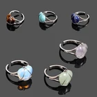 Новинка модные регулируемые кольца из натурального кристалла в форме сердца кварцевый камень проволока обмотка пара изысканное креативное индивидуальное кольцо