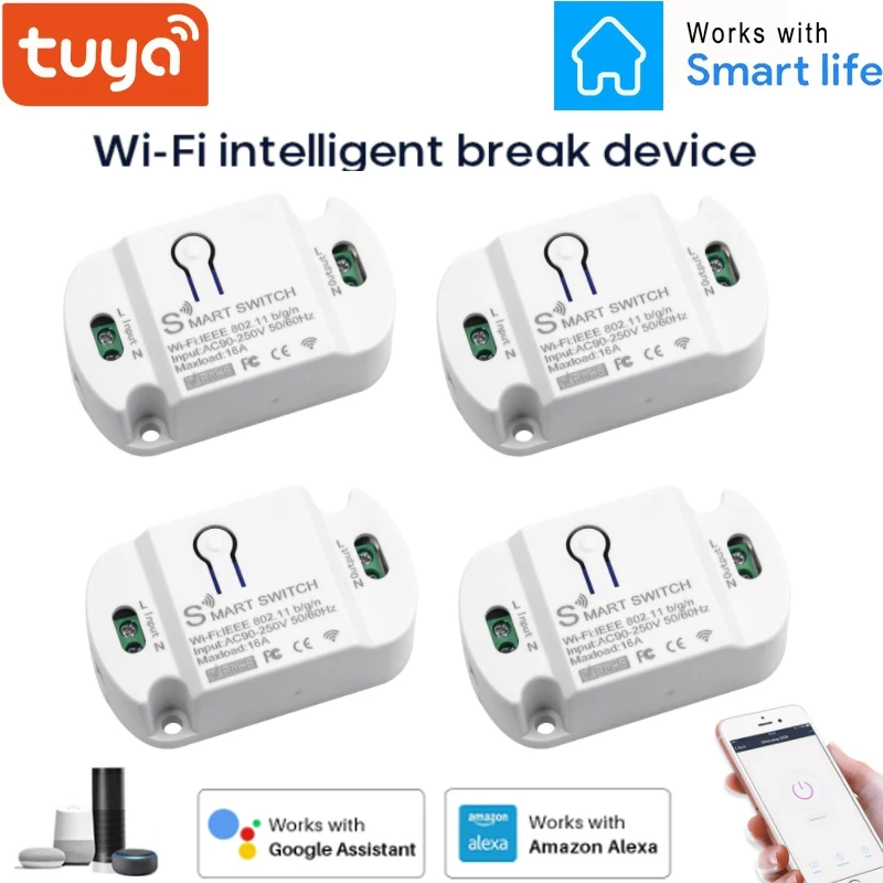 

Умный выключатель с таймером, 16 А, Wi-Fi, 1-30 шт.