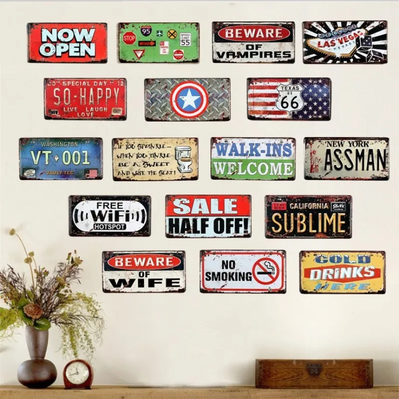 Распродажа металлические жестяные знаки с Wi Fi Классическая Металлическая ретро