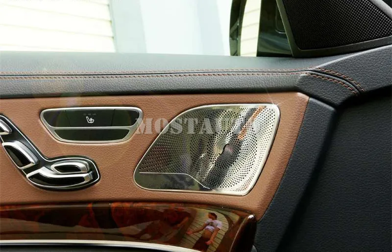 Для Benz S Class W222 нержавеющая внутренняя двери автомобиля Динамик накладка 2014 2019 4