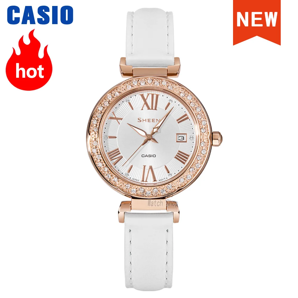 

Casio women watch SHEEN Swarovski Crystal top brand luxury set ladies watch 50m Waterproof Quartz girl Sport clock reloj mujer