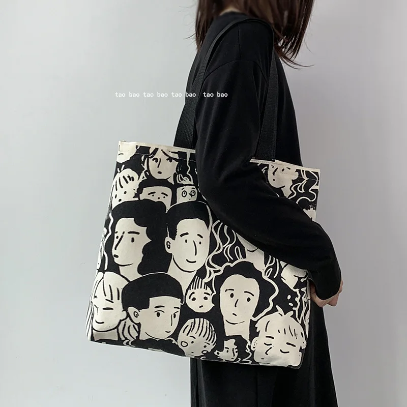 

Canvas Tote Bags Women Handbags Shoulder Bags 2021 New Arrival Students School Book Bag Large Capacity for Teen Girls
